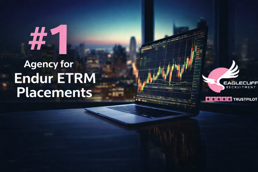 Graphic of Energy Trading office with caption that reads "Eaglecliff Recruitment are the Number One Agency for Endur ETRM Placements