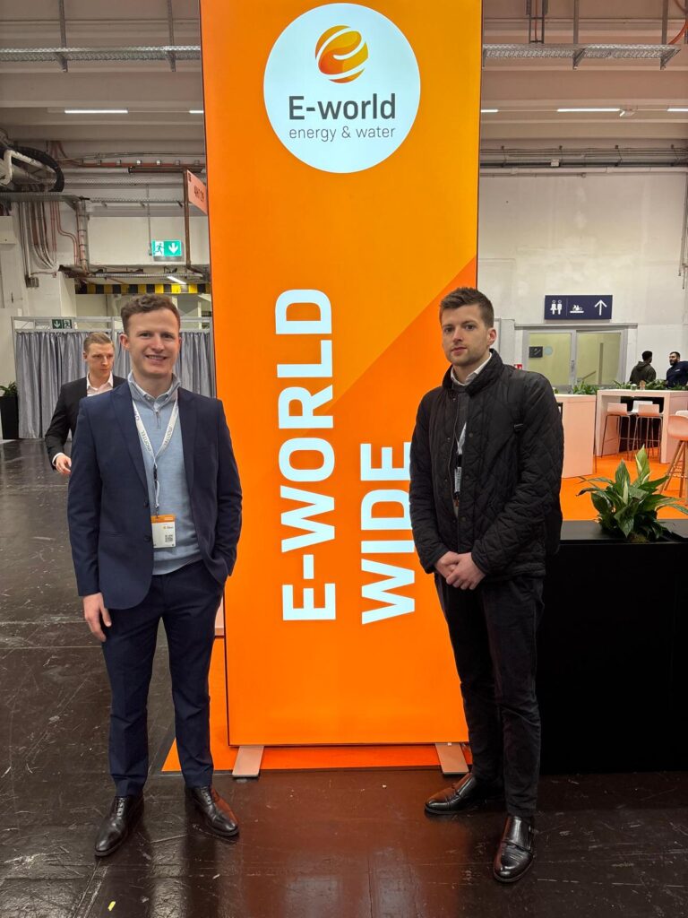 Alfie Law (left) and Joe Moore (right) at the E-World Conference in Essen, Germany.