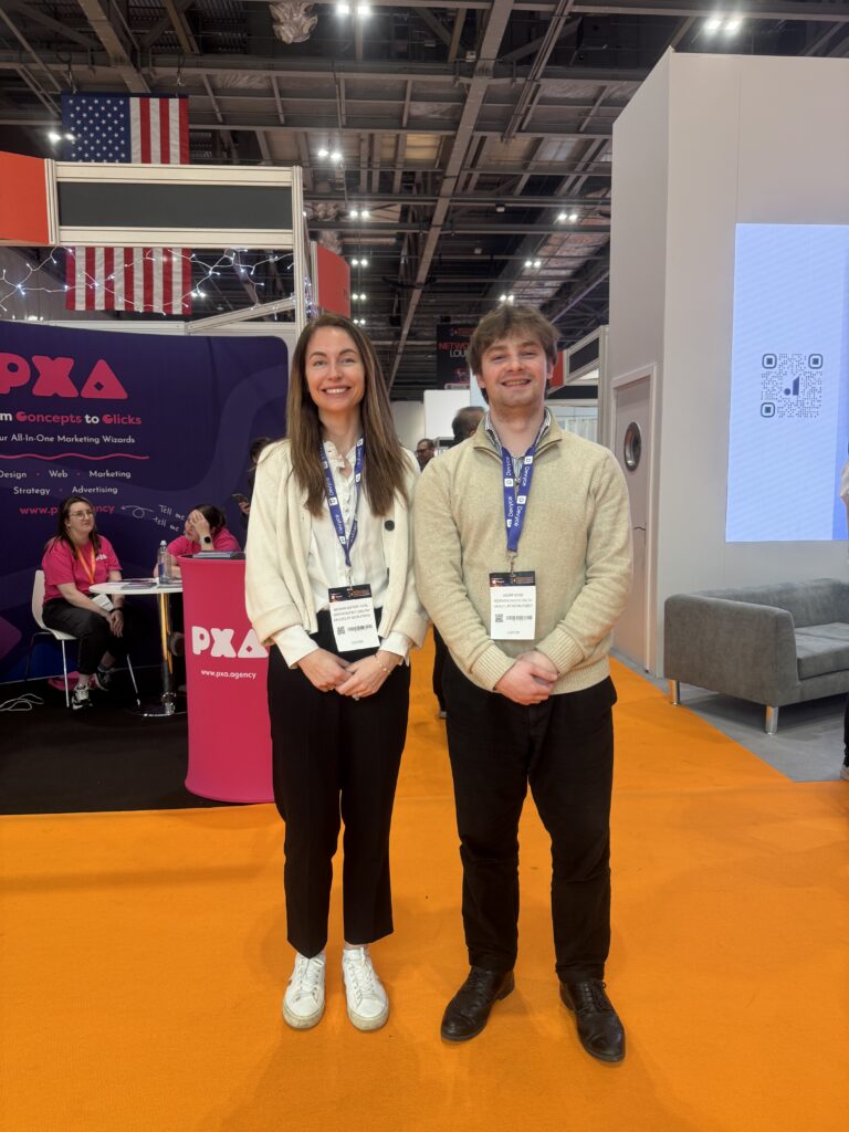 Eaglecliff's Meghan Saffery (left) and Vadim Goss (right) at the Recruitment Agency Expo.