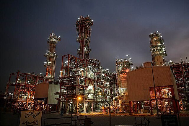 A photo of the South Pars gas field in Iran.