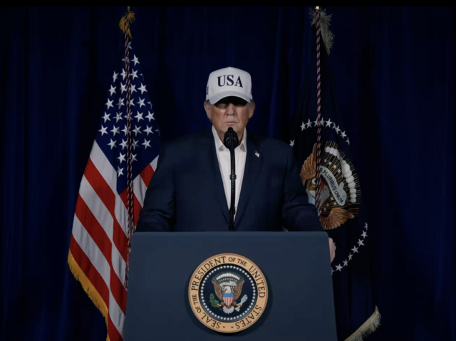 US President Donald Trump announcing US military action in Iran.